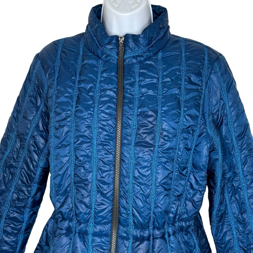 Cabi Womens Blue Full Zip Nylon Lined Winter Quilted Poseidon Puffer Jacket Med - Image 3 of 4