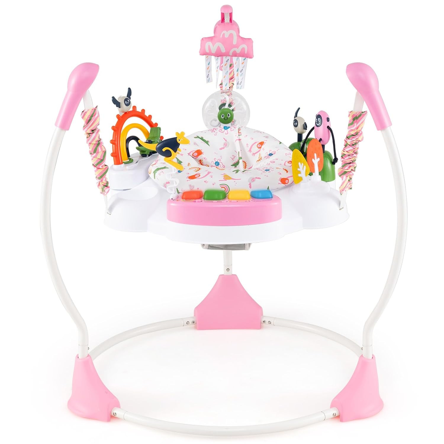 Baby Activity Center Jumper with Music, Light, Interactive Toys, 360°Rotating Se