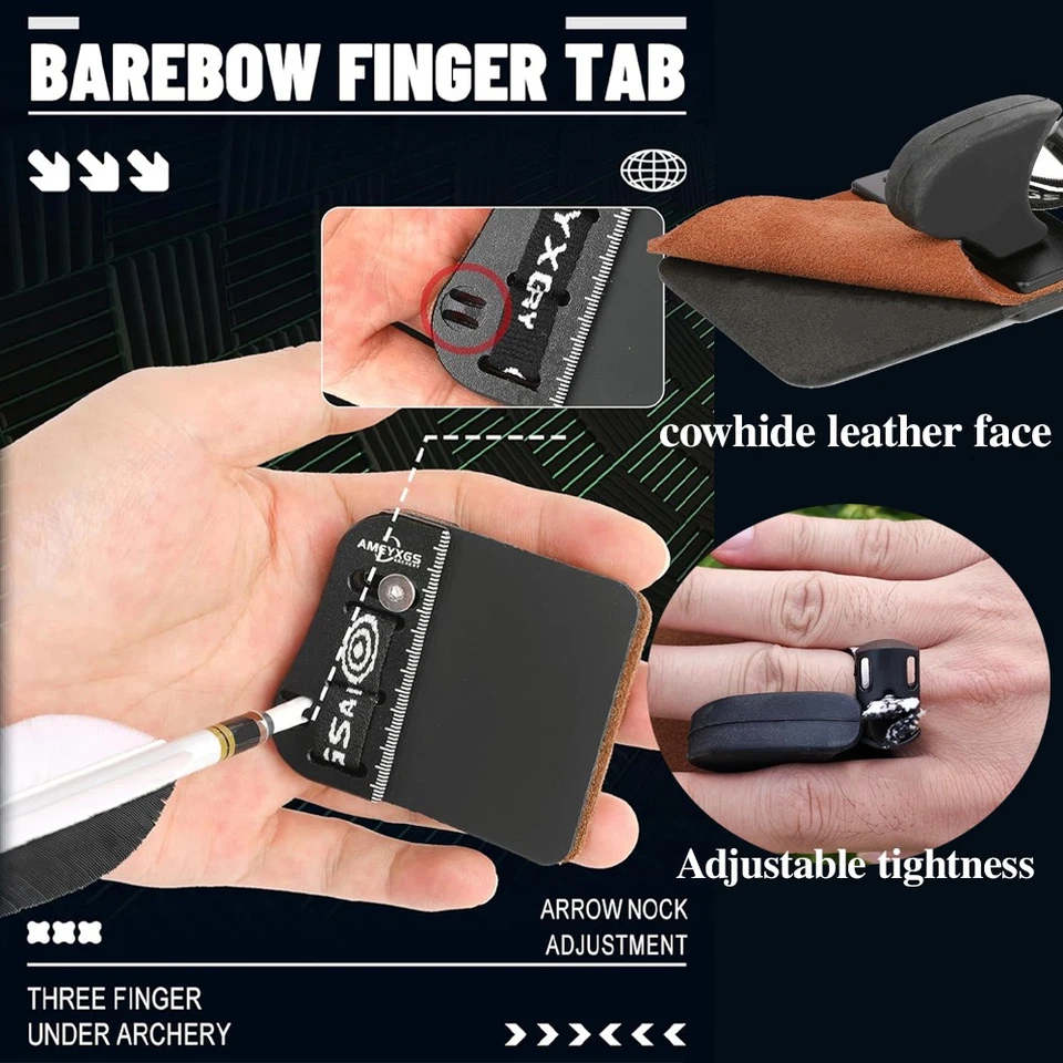 Archery Finger Guard Tab Protector Gear Cowhide Leather Recurve Bow Hunting RHLH - Image 4 of 4