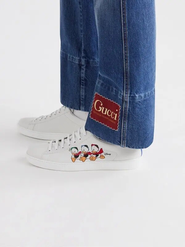 GUCCI Gucci - Disney New Ace Appliquéd Webbing-Trimmed