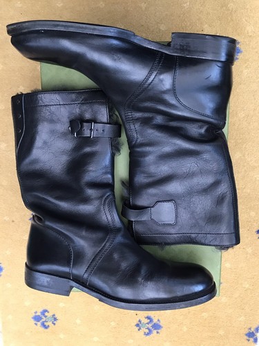 Gucci Stivali Scarpe Shearling Pelle Equitazione Combattimento Uomo UK 6.5 US 7.5 EU 40.5 - Foto 2 di 9