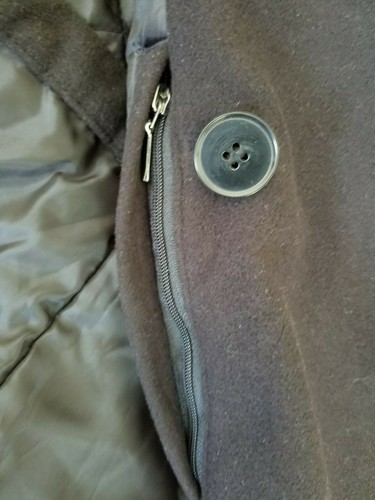 Weatherproof Jacket Black Wool Collared Double Breasted Button Quilt Lined Sz XL - Picture 8 of 9