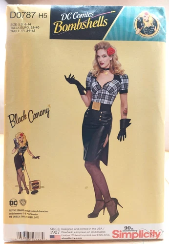 Simplicity 8431 (D0787) Pattern DC Comics Black Canary Cosplay Costume Size 6-14