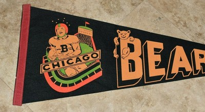 Fanion Vintage NFL Chicago Bears Années 50 - Pièce Originale Rare - Officiellement Licencié