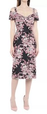 DOLCE & GABBANA Jacquard Sheath Black Pink Silver Dress IT36 Floral Fil Coupe 3K