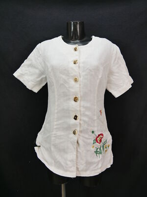 Size 38 costume blouse white blouse Perry linen with embroidery and lacing tb5861