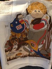 Vintage 1983 Cabbage Patch Kids Fabric 8 panels for 4 Doll Pillows18x14 football