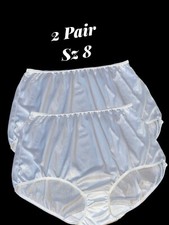 2 PAIR Vintage UNDERSCORE UNDERWEAR BRIEF PANTIES SZ 8 WHITE NYLON Granny Panty