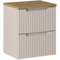 Badezimmer Waschtischunterschrank Unterschrank 50 Cm Kaschmir Beige Eiche Rillen