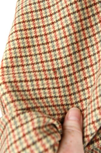 Vintage 30s 40s Hartleys Wool Tan + Red Houndstooth Shawl Collar Blanket Robe L - Picture 7 of 9