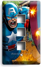 CAPTAIN AMERICA SUPERHERO SHIELD COMICS LIGHT SWITCH OUTLET WALL PLATE ART DECOR