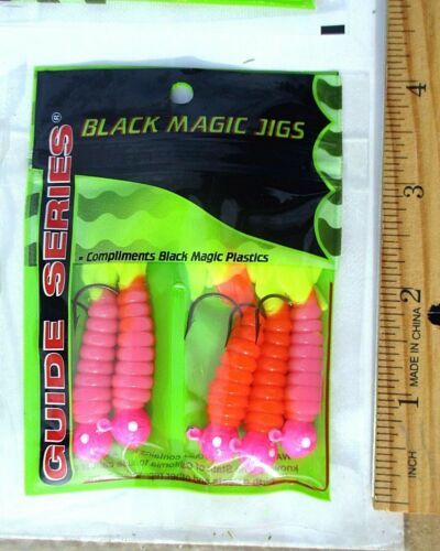 6pks 5ct COLORES SURTIDOS 1/4oz JIGS con cola rizada larvas bajo Walleye agua salada - Imagen 8 de 9