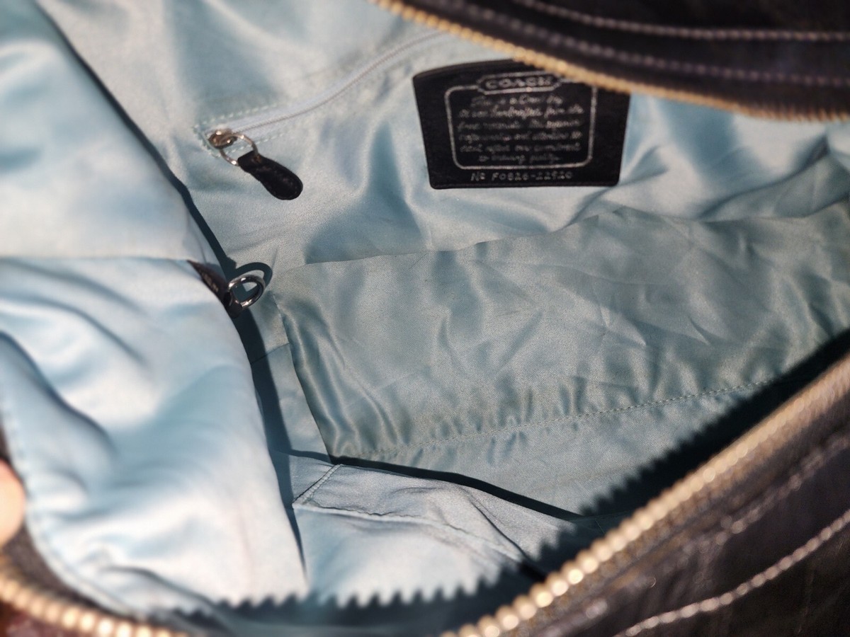 COACH Signature Black Shimmer Canvas Studded Jacquard Zip COACH Signature Black Shimmer Canvas Studded Jacquard Zip