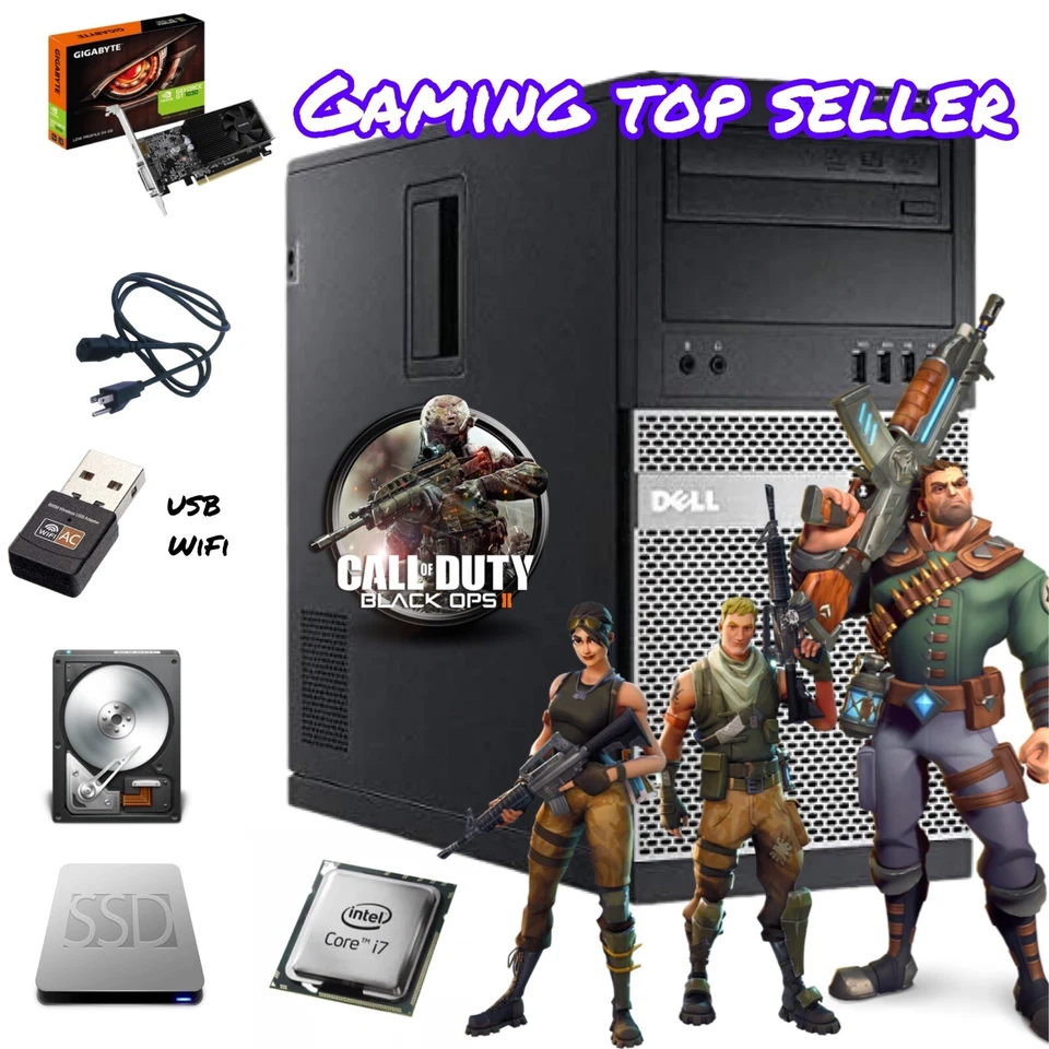 Dell Gaming PC Desktop I7 / NVIDIA GT 1030 SSD + 2TB /16GB RAM / WIN 10 / WIFI - Image 3 of 4