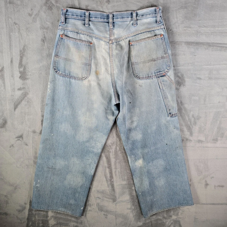 Pantalones de mezclilla Big Mac vintage de los años 50/60 desgastados con puntada naranja (33x23) Foto 2 de 4