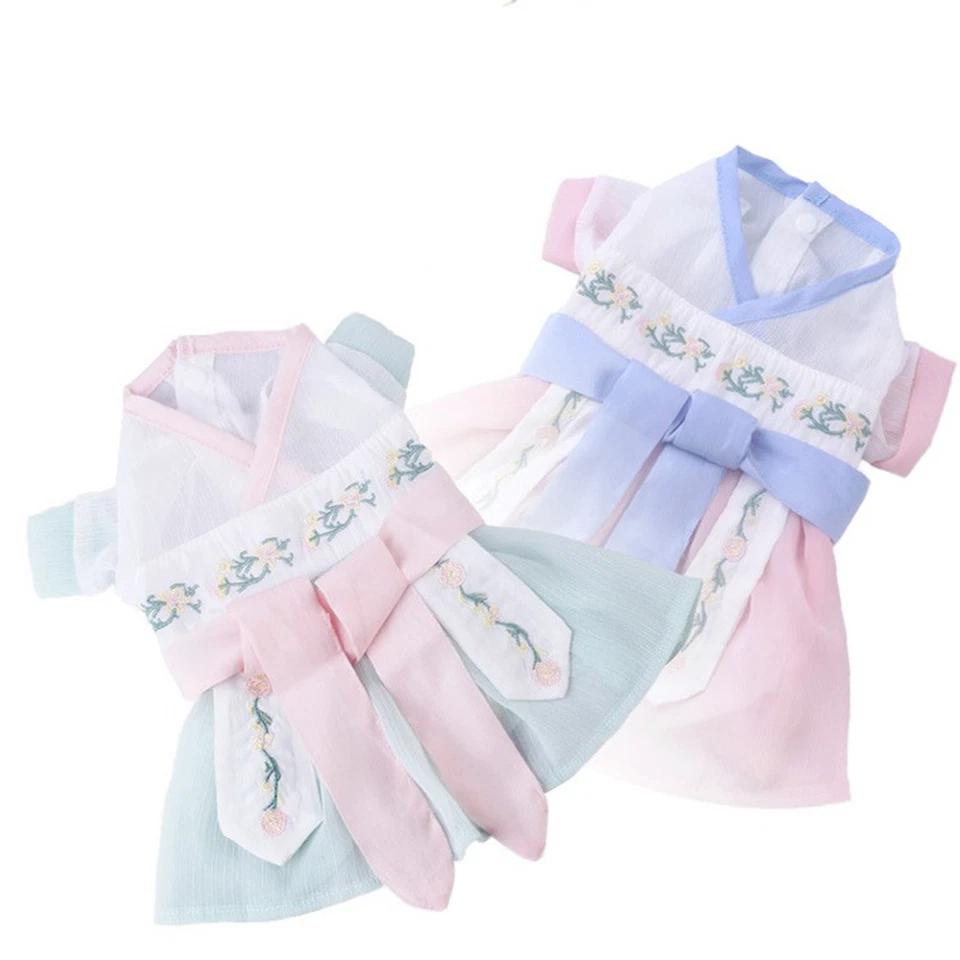 Cat Dog Pets Dress Clothes Hanfu Chinese Retro Princess Birthday Costume Fashion - Image 2 of 4