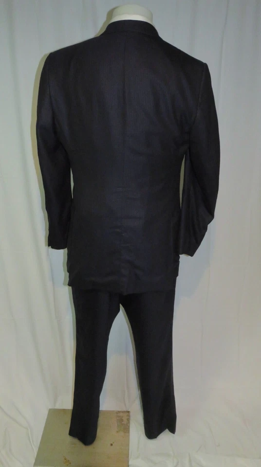 Tom Ford Fit Y Current 海军蓝条纹丝绸混纺双纽扣套装 44L — 第 2/4 张图片