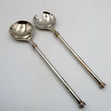 Made in ITALY Silverplate E P Zinc Salad Server Fork and Spoon Vintage