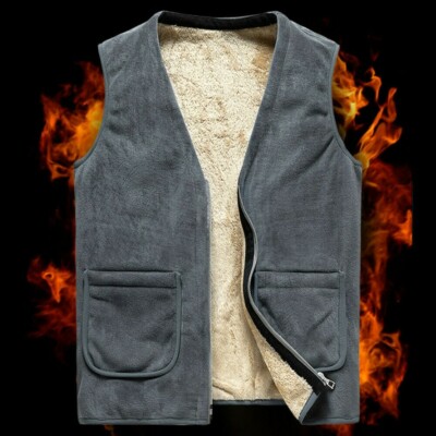Mens Sherpa Lined Fleece V-Neck 