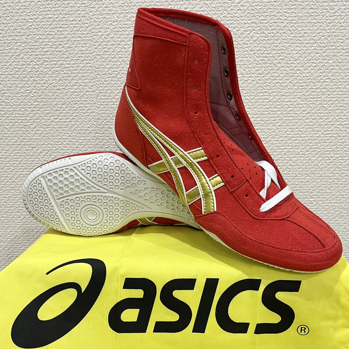 ASICS Wrestling Boxing Shoes 1083A001 EX-EO TWR900 Red Gold