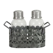 Galvanized Metal Cutout Salt and Pepper Shaker Set
