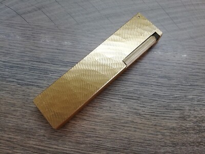 VTG RARE TALL-BOY GOLD TONE ROLLER GAS TABLE CIGARETTE LIGHTER BRIQUET