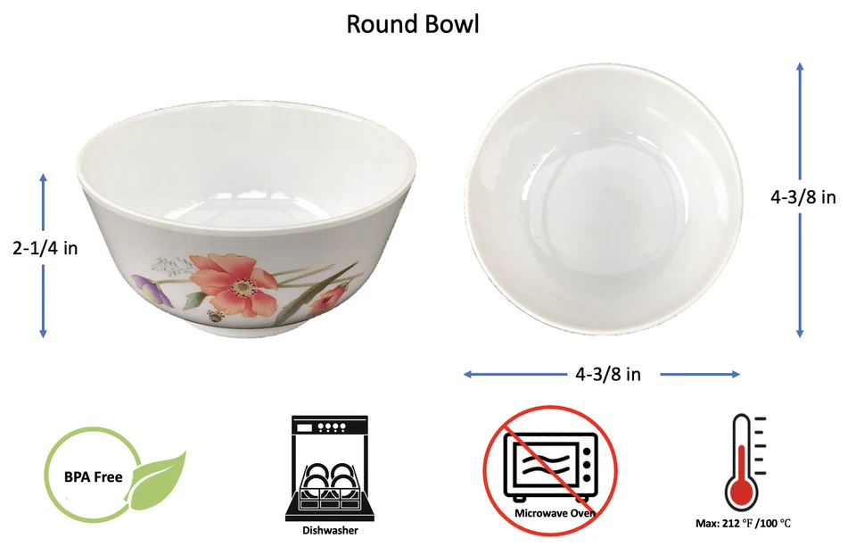 Juego de tazones pequeños para servir sopa de arroz con melamina 12 oz lavavajillas reutilizable blanco HB4145 Foto 2 de 4