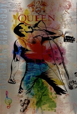 Freddy Mercury Queen Fan-Art,  Aluminiumbild, Bild, Wand Gemälde mit  Aufhängung