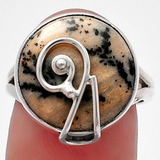 Natural Russian Honey Dendrite Opal 925 Sterling Silver Ring s.7 Jewelry R-1478