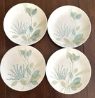 4 RED WING POTTERY-MERRILEAF Pattern SALAD PLATES hand-painted  7-1/4" Unused