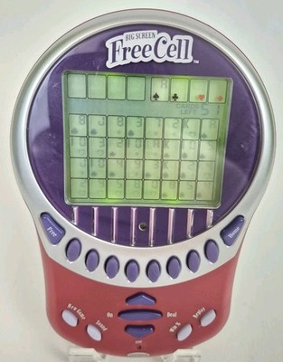 Radica Big Screen Free Cell Vintage 2003 Handheld Game TESTED WORKS Red/Purple