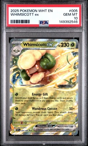 2025 POKEMON WHT EN-WHITE FLARE #005 WHIMSICOTT EX PSA 10