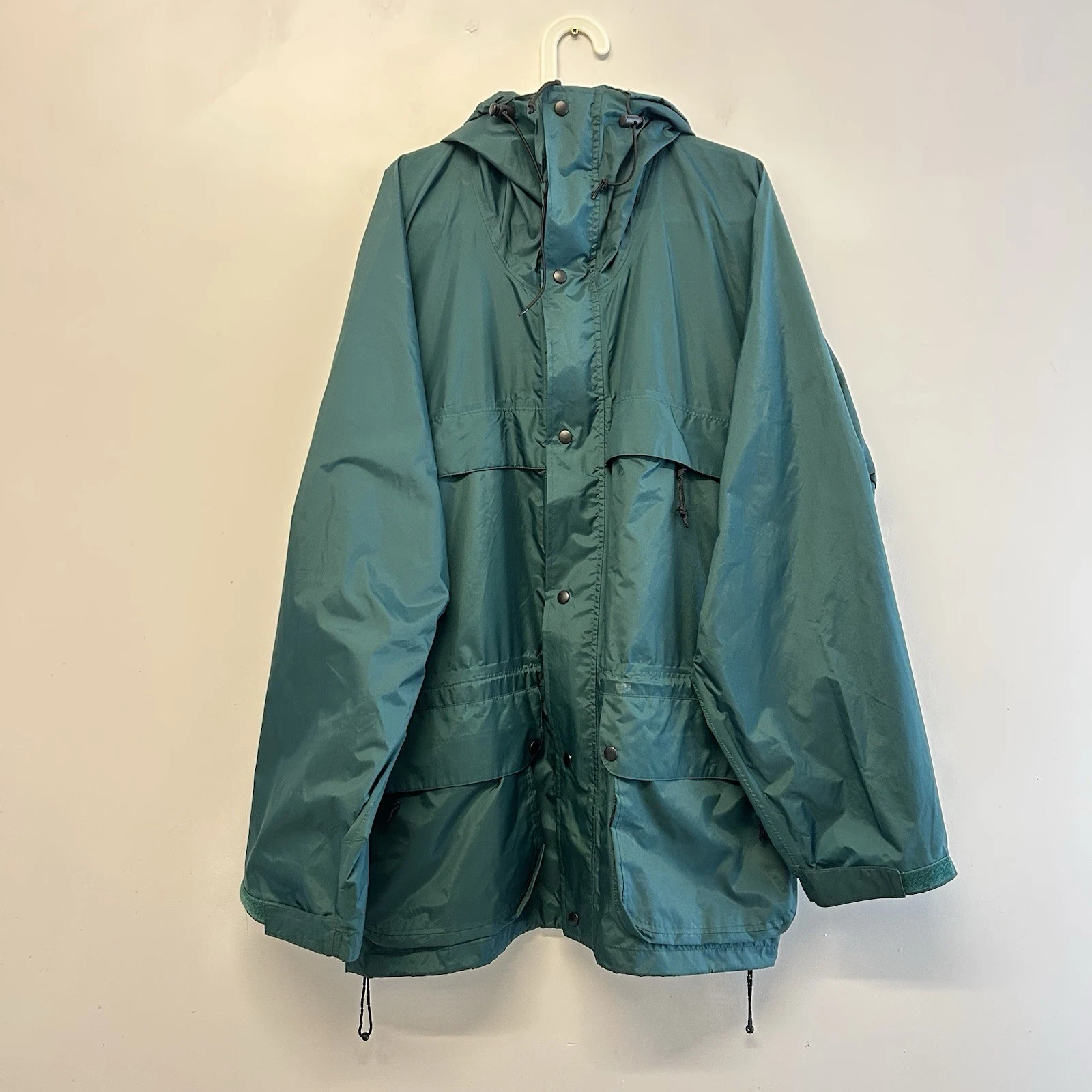 Vintage Orvis Fisherman Lightweight Raincoat Jacket Fishing Coat Mens XL Hooded