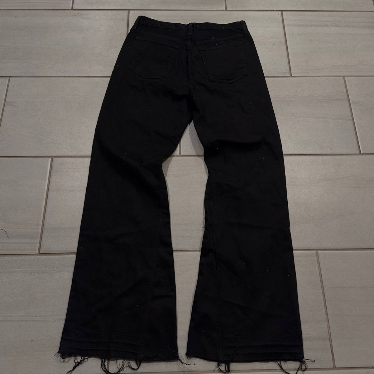 Custom Black Flare Jeans Baggy Stacked Wide Leg Y2K Streetwear 