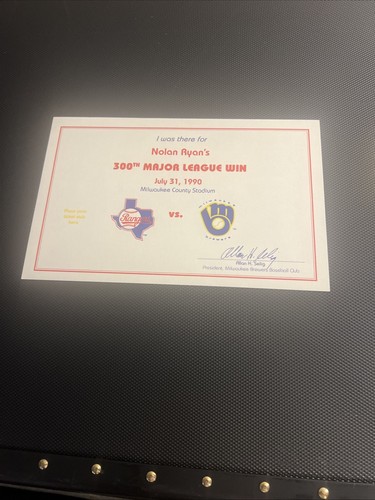 Certificado de victoria número 300 de Grandes Ligas de Nolan Ryan - Imagen 3 de 3