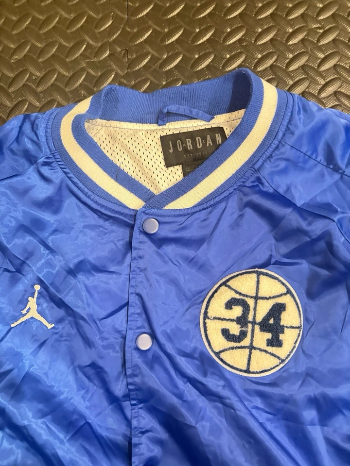 Jordan Air Jacket Mens XXL Blue He Got Game Satin Snap Front Basketball VTG Rare - Image 2 of 4