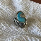 Vintage Effie Calavaza Silver  Turquoise Snake Ring -  American Zuni Sz 9.5