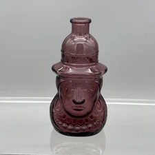 Vintage 1970's Wheaton NJ Purple Glass Pocahontas Figural Bottle 5 1/8"