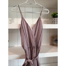 J for Justify Sleeveless Jumpsuit Size Medium Belted Wide Leg V-Neck Boho