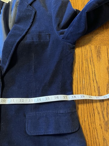 Vintage 70er 80er Jahre Cord blau Blazer Größe 12 Jacke braun Knöpfe De Mura Japan - Bild 8 von 10