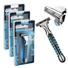 Gillette Sensor Excel Razor Handle + 1 Cartridge Twin Blade Manual Men Women