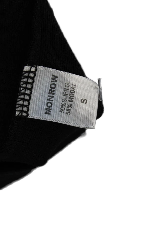 Camiseta sin mangas Monrow para mujer cuello redondo tejido ligero negra algodón talla pequeña Foto 4 de 4