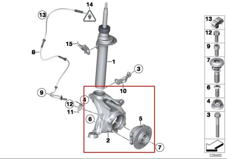 2011-2017 BMW X3 xDrive28i Front Right Side Spindle Knuckle Hub 31216855954 OEM Foto 2 de 4