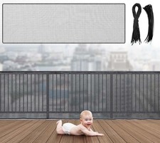 Black Balcony Safety Net For Kids And Pets, Banister Netting, Stairs Net, 18'x3'