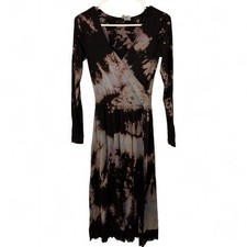 ASOS Tie Dye Long Sleeve midi  Dress Stretch Fit v neck with lace trim size 4 