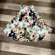 Vtg Voel Mini Dress Sz Large Flowers Sleeveless Swing Stretch USA Made EUC