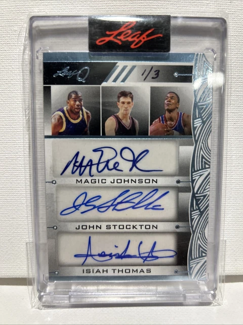 2024 Leaf Q Magic Johnson John Stockton Isaiah Thomas Triple Auto 1/3 🔥🔥🔥