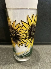 1950's Boscul Peanut Butter Drinking Glass Tumbler Sunflower 5" Small Type