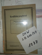 DKW SB200/37 von 1937 Datenblatt Brief ! Original f&uuml;r Sammler !