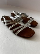 WONDER NATION Girls Big Kid s Shoe Size 2 Shoes Sandals Bedazzled Silver Gems